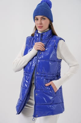 Glanzende Gevoerd Vest met Rits