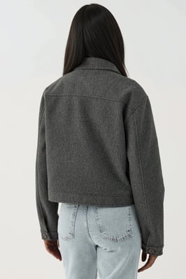 Textured Crop Jacket with Zipper