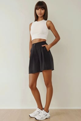 Hoge Taille Geplooide Lyocell Zachte Touch Shorts