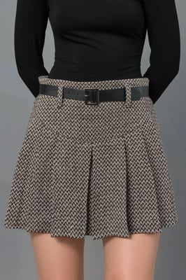 High Waist Pleated Mini Skorts