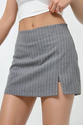 Randiga Mini Skorts med Slitsdetalj