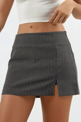 Randiga Mini Skorts med Slitsdetalj