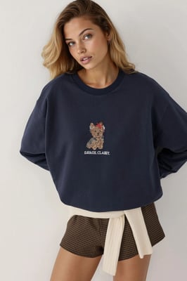 Embroidered Crew Neck Sweatshirt