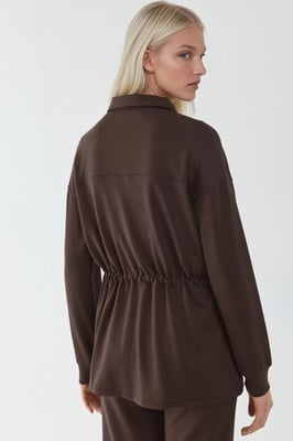 Modal Touch Lange Jas met Verstelbare Taille