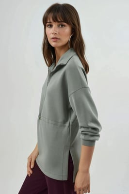 Ritskraag Sweatshirt met Verstelbare Taille