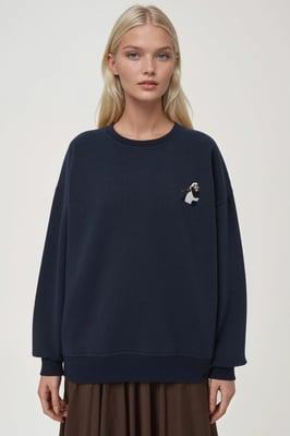 Comfort Dierpatroon Geborduurd Verhoogd Ronde Hals Sweatshirt