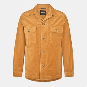 Men's Boss Chest Pocket Button Placket Overshirt in Medium Beige