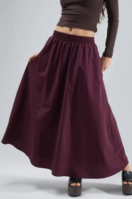 Elastische Taille Midi Rok met Zakken