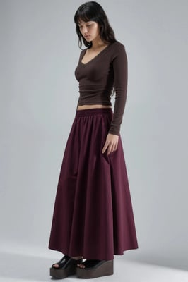 Elastische Taille Midi Rok met Zakken