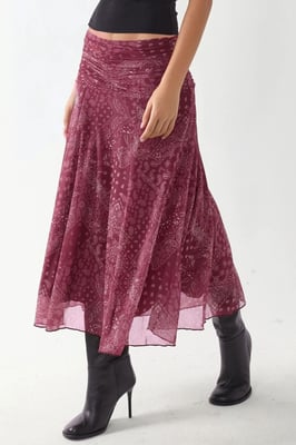 Gepatternede Midi Wikkelrok met Rimpeldetail
