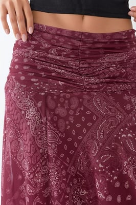 Gepatternede Midi Wikkelrok met Rimpeldetail