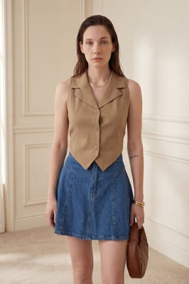 Mouwloze Gebuttonde Gilet met Rugdetail