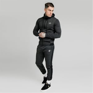 Men's SikSilk Plaid Slim Cut Regular Fit Joggers in Grey
