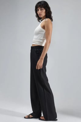 Elastic Waist Straight Leg Pants