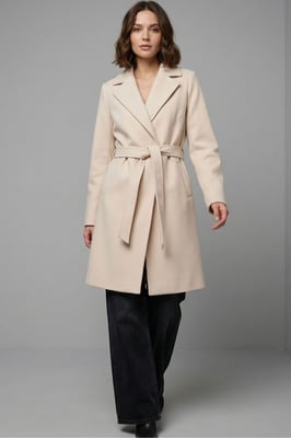 Geknoopte Midi Coat met Jas kraag