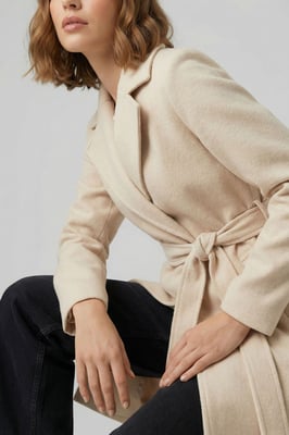 Geknoopte Midi Coat met Jas kraag