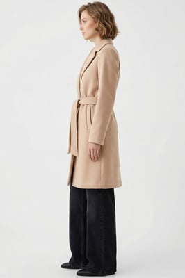 Geknoopte Midi Coat met Jas kraag