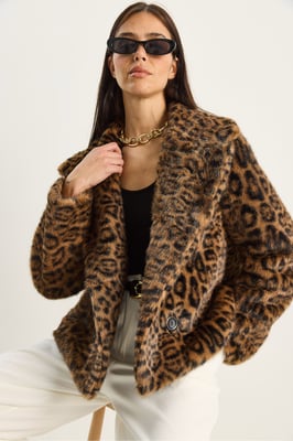 Overmaat Leopardprint Nepleren Jas