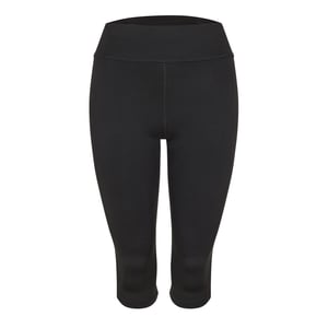 Women's Diadora Three Quarter Solid Patterned Leggings in Black