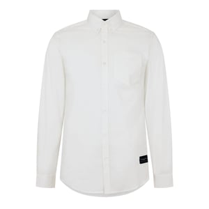 Men's Criminal Damage Salvator Collared Neck Long Sleeve Shirt in White