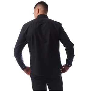 Men's Boss Embroidered Collared Neck Button Down Long Sleeve Shirt in Dark Blue