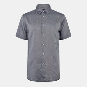 Men's Boss Collared Neck Shirt Collar Short Sleeve Shirt in Dark Blue