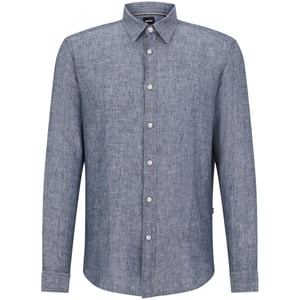 Men's Boss Liam Collared Neck Long Sleeve Shirt in Dark Blue