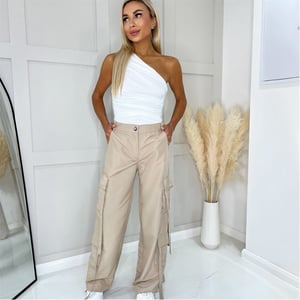 Women's AX Paris Detail Cargo Pants in Stone