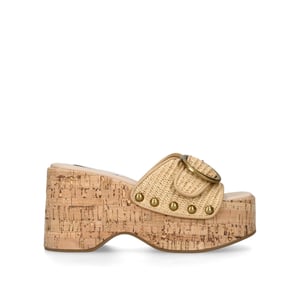 Pedestal Beige Raffia Sandals