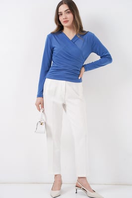 Dubbelzijdige blouse met lange mouwen en plooidetail