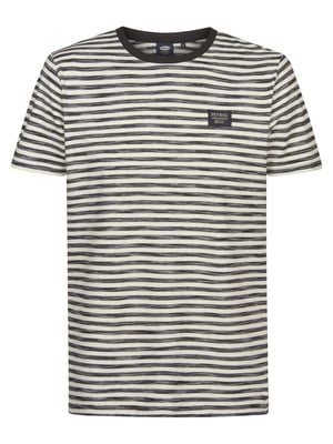 Petrol Industries - Heren Gestreept T-shirt Ceniza - Zwart