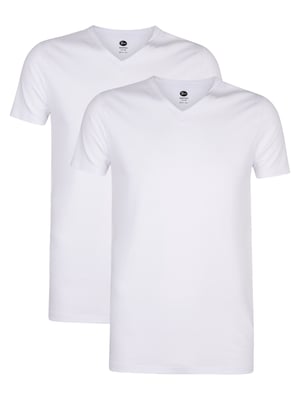 Petrol Industries - Heren 2-Pack Basic T-shirt V-Hals Legacy - Wit