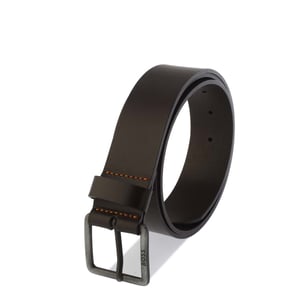 Accessories Boss Leather Belt with Metal Buckle in Dark Brown