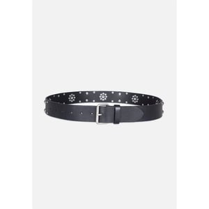 Accessories AllSaints Leather Pin Buckle Belt with Rivets in Black Antique