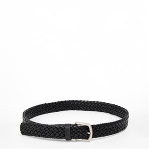 Accessories Boss Braided Leather Belt with Pin Buckle in Black