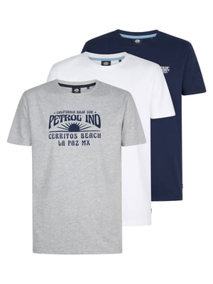 Petrol Industries - Heren 3-pack T-shirts met print Chipotle -