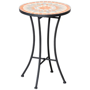 4goodz Bistrotafel mozaiektafel rond 35 cm -oranje/wit