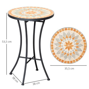 4goodz Bistrotafel mozaiektafel rond 35 cm -oranje/wit