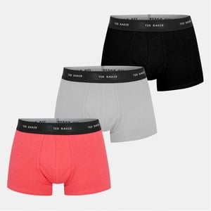 Men's Ted Baker 3 Pack Plain Design Trunks in Black/Grey