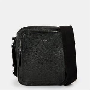 Accessories Boss Moon Textured Cross Body Bag with Silver Tone Hardware in Black