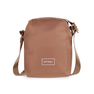Accessories Spiral Rectangle Cross Body Bag with Black Hardware in Sand