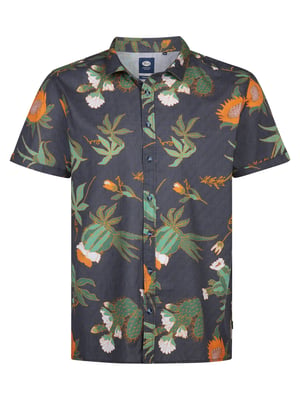Petrol Industries - Heren Plus Size overhemd met all-over print Nomad - Zwart