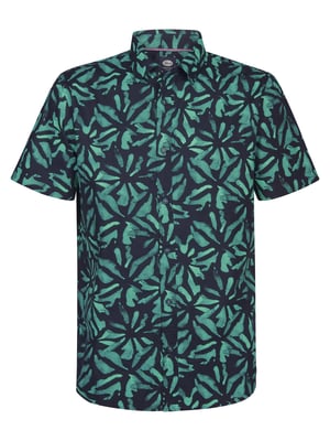 Petrol Industries - Heren Overhemd met all-over print Noche - Blauw