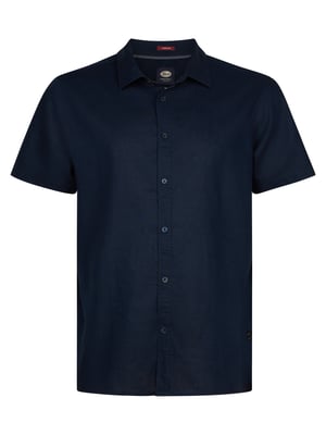 Petrol Industries - Heren Plus Size Effen overhemd met korte mouwen Baja1000 - Blauw