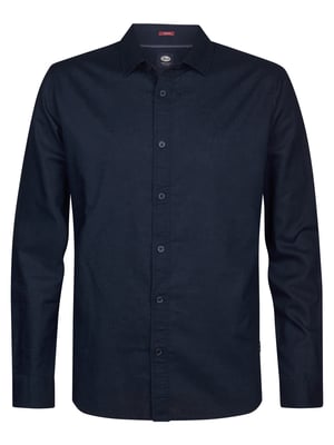 Petrol Industries - Heren Effen linnenmix overhemd Canyonero - Blauw