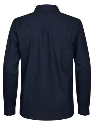 Petrol Industries - Heren Effen linnenmix overhemd Canyonero - Blauw