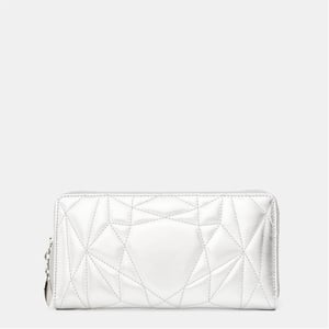 Accessories Tiffany Geometric Patterned Zip Around Wallet in Silver