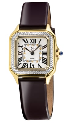 GV2 Milan Women's Silver Dial Burgundy strap watch