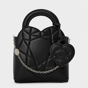 Accessories Tiffany Geometric Patterned Padded Tote with Chain in Black