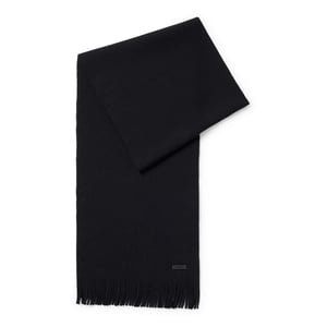 Accessories Boss Solid Oblong Scarf with Patch in Black